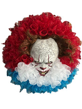 Load image into Gallery viewer, Scary Clown Wreath, Penny Scary Clown Wreath, IT Halloween Wreath, Halloween Decor