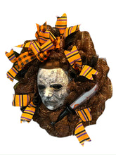 Load image into Gallery viewer, Halloween Wreath, Michael Myers Wreath, Halloween Decor, Classic Horror Wreath