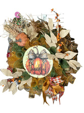 Load image into Gallery viewer, Thankful Fall Wreath, Thanksgiving Wreath, Autumn Decor, Fall Decor, Pumpkin Wreath