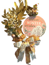 Load image into Gallery viewer, Warm Winter Wishes Wreath, Winter Wreath, Winter Decor, Glam Owl Winter Wreath, Pink Winter Owl Decor