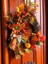 Load image into Gallery viewer, Fall Floral Wreath, Autumn Wreath, Fall Grapevine Wreath