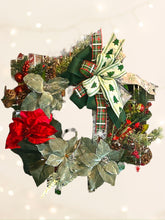 Load image into Gallery viewer, Poinsettia and Pinecone Wreath, Winter Wreath, Christmas Wreath, Christmas Decor