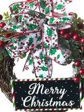 Load image into Gallery viewer, Merry Christmas Wreath, Red Berries Christmas, Christmas Decor, Christmas Wreath