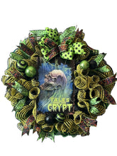Load image into Gallery viewer, Halloween Wreath, Tales from the Crypt Wreath, Scary Wreath, Green and Black Halloween