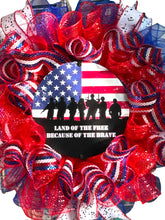 Load image into Gallery viewer, Patriotic Wreath, Patriotic Decor, Military, Veteran Gift