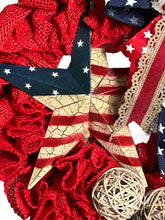 Load image into Gallery viewer, Rustic Patriotic Wreath, Patriotic Decor, Stars and Stripes, Liberty Bell