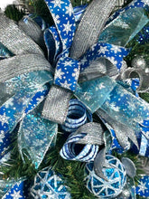 Load image into Gallery viewer, Blue and Silver Christmas, Christmas Swag, Christmas Decor, Winter Swag, Winter Decor
