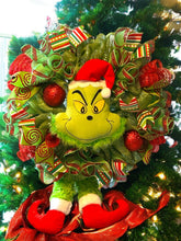 Load image into Gallery viewer, Green Monster Wreath, Christmas Wreath, Christmas Decor