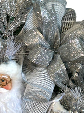 Load image into Gallery viewer, Silver and White Santa Wreath, Christmas Wreath, Christmas Decor