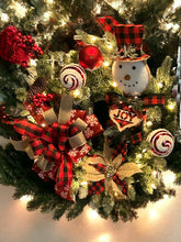 Load image into Gallery viewer, Snowman Lighted Rustic Wreath, Snowman Wreath, Christmas Wreath, Farmhouse Wreath, Winter Wreath