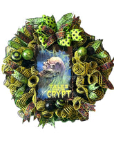 Load image into Gallery viewer, Halloween Wreath, Tales from the Crypt Wreath, Scary Wreath, Green and Black Halloween