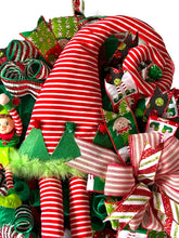 Load image into Gallery viewer, Elf Christmas Wreath, Elf Hat and Legs Wreath, Christmas Decor