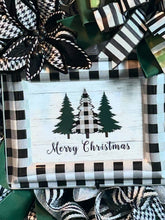 Load image into Gallery viewer, Merry Christmas Wreath, Christmas Decor, Black and White Christmas