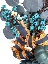 Load image into Gallery viewer, Fall Wreath, Autumn Wreath, Blue Rustic Pumpkin Wreath, Thanksgiving Decor