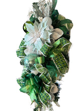 Load image into Gallery viewer, Green and White Christmas Swag, Christmas Decor