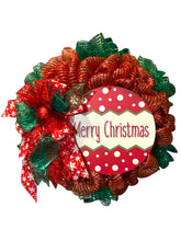 Load image into Gallery viewer, Merry Christmas Wreath, Christmas Decor, Red and Green Christmas