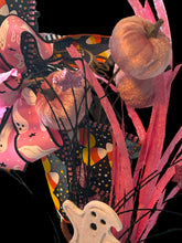 Load image into Gallery viewer, Pink Ghost Halloween Wreath, Halloween Wreath, Pink and Black Halloween Decor