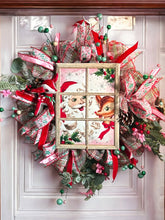 Load image into Gallery viewer, Santa and Rudolph Christmas Wreath, Christmas Decor, Traditional Christmas Wreath