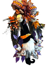 Load image into Gallery viewer, Gnome Witch, Gnome Halloween Wreath, Halloween Decor