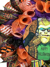 Load image into Gallery viewer, Frankenstein Halloween Wreath, Happy Halloween, Halloween Decor