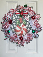 Load image into Gallery viewer, Peppermint Candy Wreath, Christmas Wreath, Candy Christmas, Christmas Decor