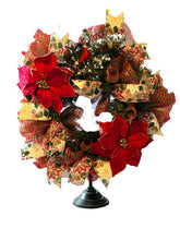 Load image into Gallery viewer, Red Cardinal Christmas Wreath, Poinsettia Wreath, Christmas Decor