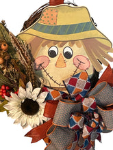 Load image into Gallery viewer, Scarecrow Wreath, Thanksgiving Decor, Fall Decor