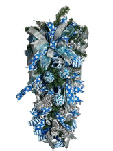 Load image into Gallery viewer, Blue and Silver Christmas, Christmas Swag, Christmas Decor, Winter Swag, Winter Decor