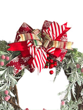 Load image into Gallery viewer, Christmas Greenery Oval Grapevine Wreath, Winter Wreath, Christmas Wreath, Christmas Decor, Winter Decor