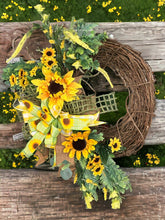 Load image into Gallery viewer, Sunflower Wreath, Sunflower Grapevine Wreath, Home Decor, Everyday Wreath