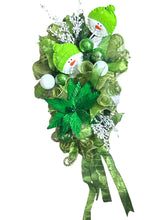 Load image into Gallery viewer, Snowman Swag, Green and White Christmas, Christmas Swag, Christmas Decor