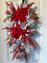 Load image into Gallery viewer, Red and White Christmas Swag, Winter Wreath, Christmas Decor