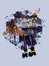 Load image into Gallery viewer, Halloween Witch Wreath, Halloween Decor, Witch Legs