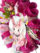 Load image into Gallery viewer, Pink Bunny Easter Wreath, Easter Decor, Bunny Wreath