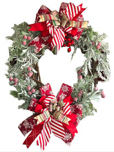 Load image into Gallery viewer, Christmas Greenery Oval Grapevine Wreath, Winter Wreath, Christmas Wreath, Christmas Decor, Winter Decor