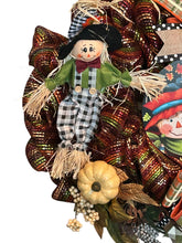 Load image into Gallery viewer, Happy Fall Wreath, Thanksgiving Decor, Fall Autumn Decor, Scarecrow Wreath