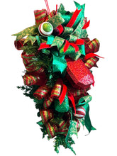 Load image into Gallery viewer, Red and Green Jewel Christmas Swag, Christmas Decor, Red and Green Christmas