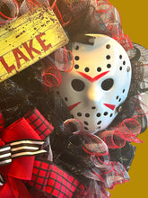 Load image into Gallery viewer, Camp Crystal Lake Wreath, Halloween Wreath, Jason Wreath, Halloween Decor