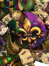 Load image into Gallery viewer, Mardi Gras Wreath, Mardi Gras Decor, Fat Tuesday Celebration