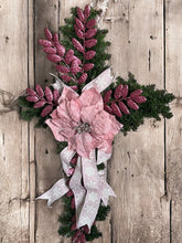 Load image into Gallery viewer, Cross Christmas Decor, Religious Christmas, Christmas Cross Wreath