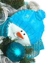Load image into Gallery viewer, Snowman Swag, Christmas Swag, Winter Decor, Christmas Decor, Blue and White Christmas