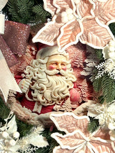 Load image into Gallery viewer, Pink Santa Christmas Wreath with Lights, Christmas Wreath, Christmas Decor, Winter Decor