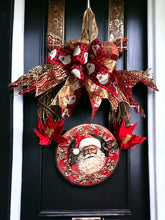 Load image into Gallery viewer, Black Santa Christmas, Christmas Wreath, Christmas Decor, Red and Gold Christmas