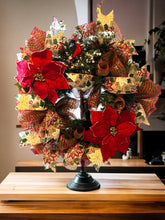 Load image into Gallery viewer, Red Cardinal Christmas Wreath, Poinsettia Wreath, Christmas Decor