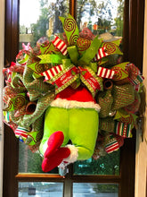Load image into Gallery viewer, Green Monster Wreath, Green Monster Butt Wreath, Christmas Wreath, Christmas Decor
