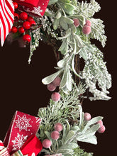 Load image into Gallery viewer, Christmas Greenery Oval Grapevine Wreath, Winter Wreath, Christmas Wreath, Christmas Decor, Winter Decor