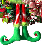 Load image into Gallery viewer, Elf Christmas Wreath, Elf Hat and Legs Wreath, Christmas Decor