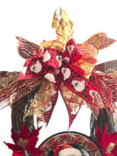 Load image into Gallery viewer, Black Santa Christmas, Christmas Wreath, Christmas Decor, Red and Gold Christmas