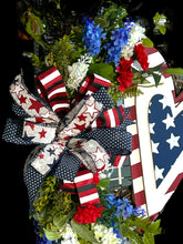 Load image into Gallery viewer, Patriotic Heart Wreath, Patriotic Wreath, Red, White and Blue Wreath, Home Decor