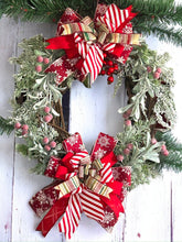 Load image into Gallery viewer, Christmas Greenery Oval Grapevine Wreath, Winter Wreath, Christmas Wreath, Christmas Decor, Winter Decor
